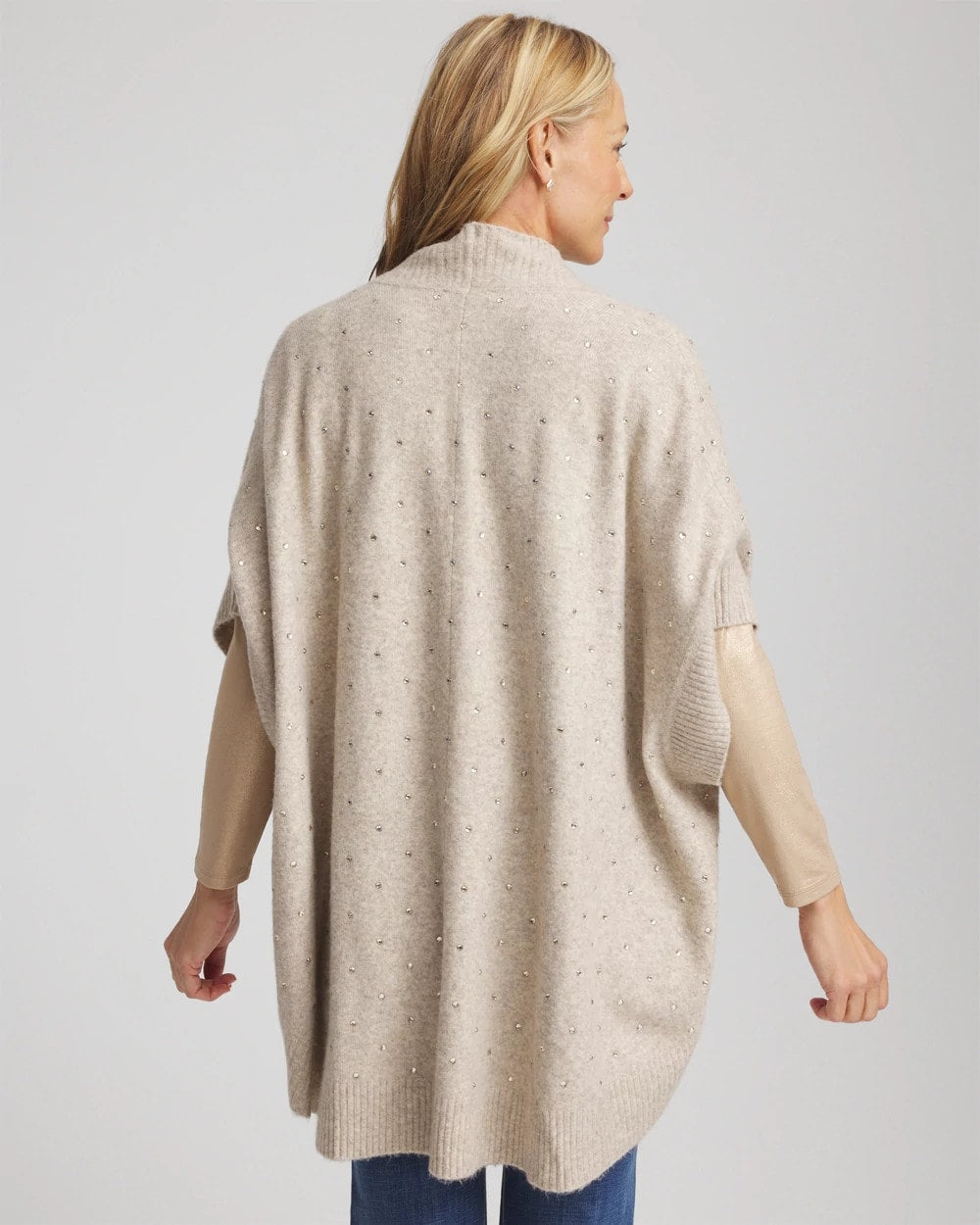 Chico's Sale Neutral Embellished Cocoon Ruana