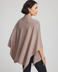 Chico's Outlet Taupe Heather Embellished Shawl Collar Ruana