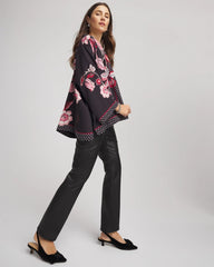 Chico's Online Black Short Floral Kimono