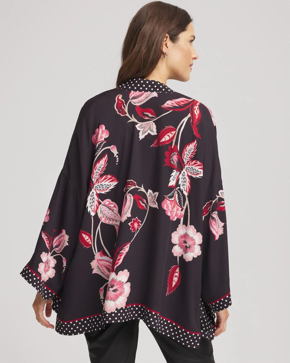 Chico's Online Black Short Floral Kimono
