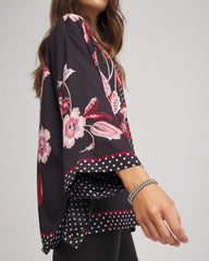 Chico's Online Black Short Floral Kimono