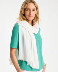 Chico's Outlet White Lurex Oblong Scarf