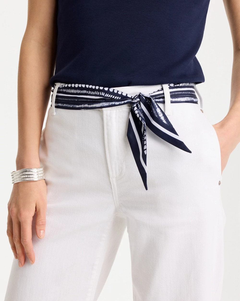 Chico's On Sale Navy Printed Skinny Scarf