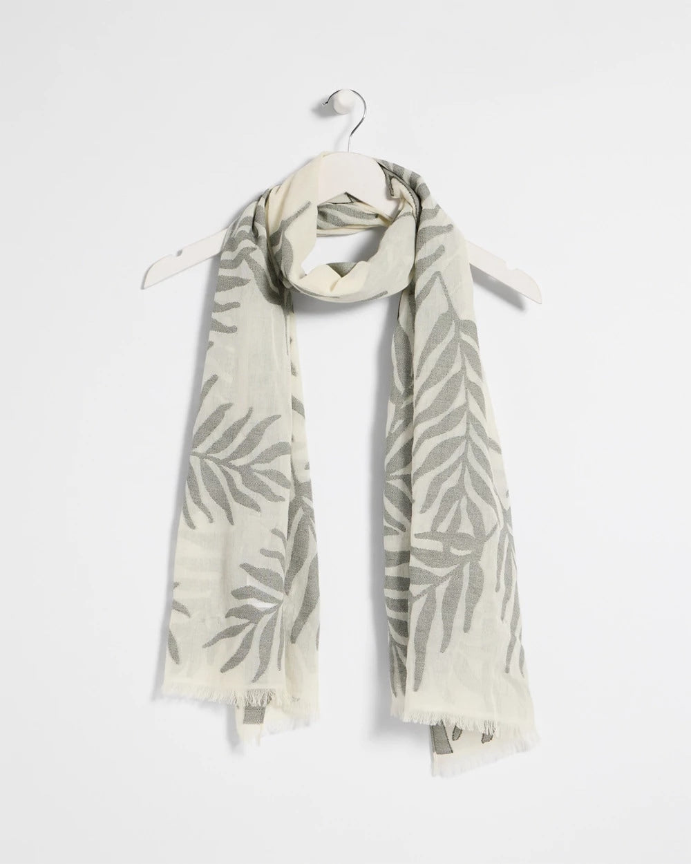 Chico's Online White Palm Embroidered Oblong Scarf