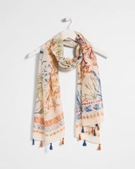 Chico's Discount Olive Sea Life Tassel Oblong Scarf