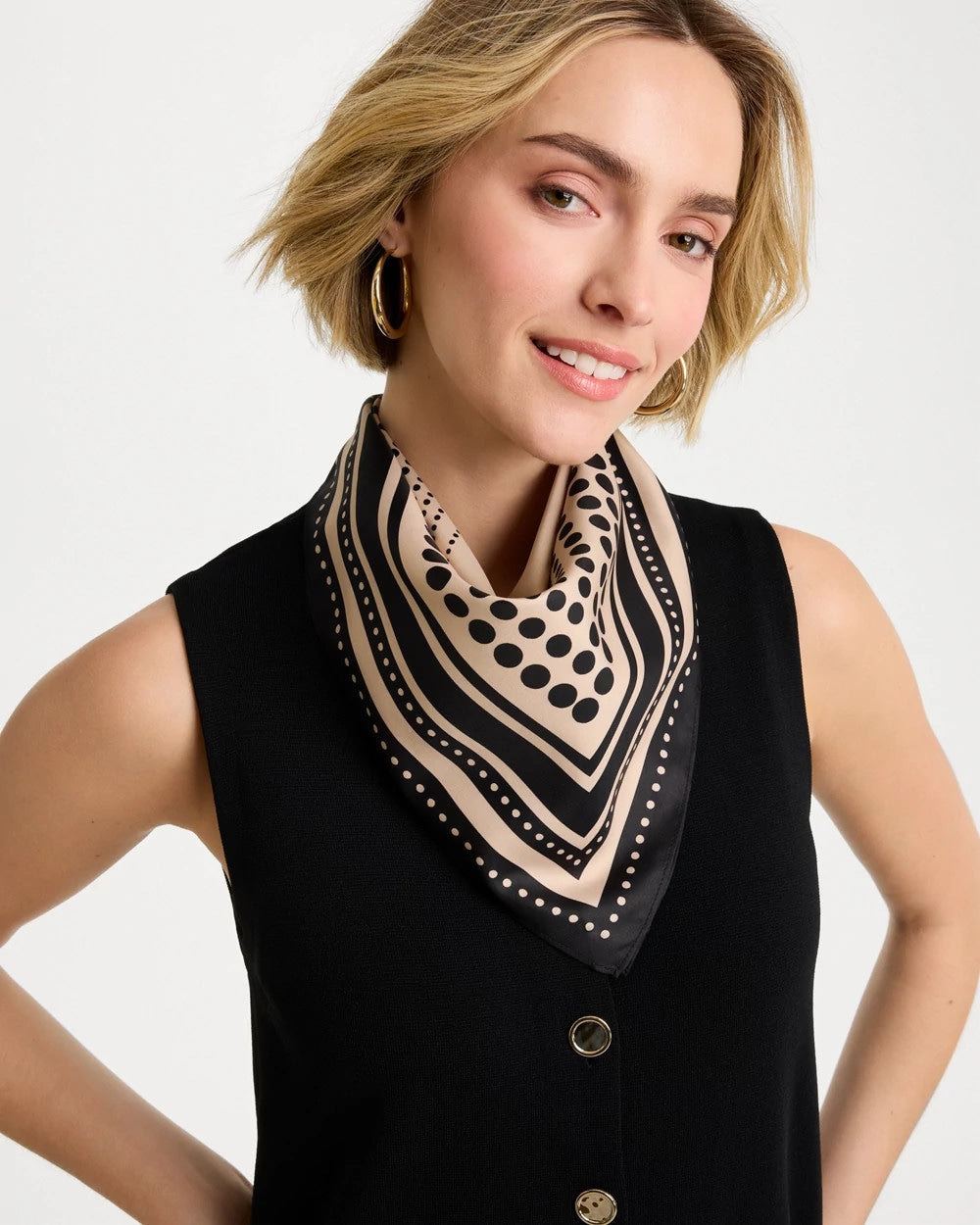 Chico's Sale Black Polka Dot Square Scarf