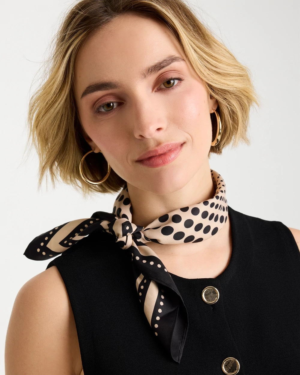 Chico's Sale Black Polka Dot Square Scarf