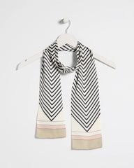 Chico's Outlet Black Satin Printed Skinny Scarf