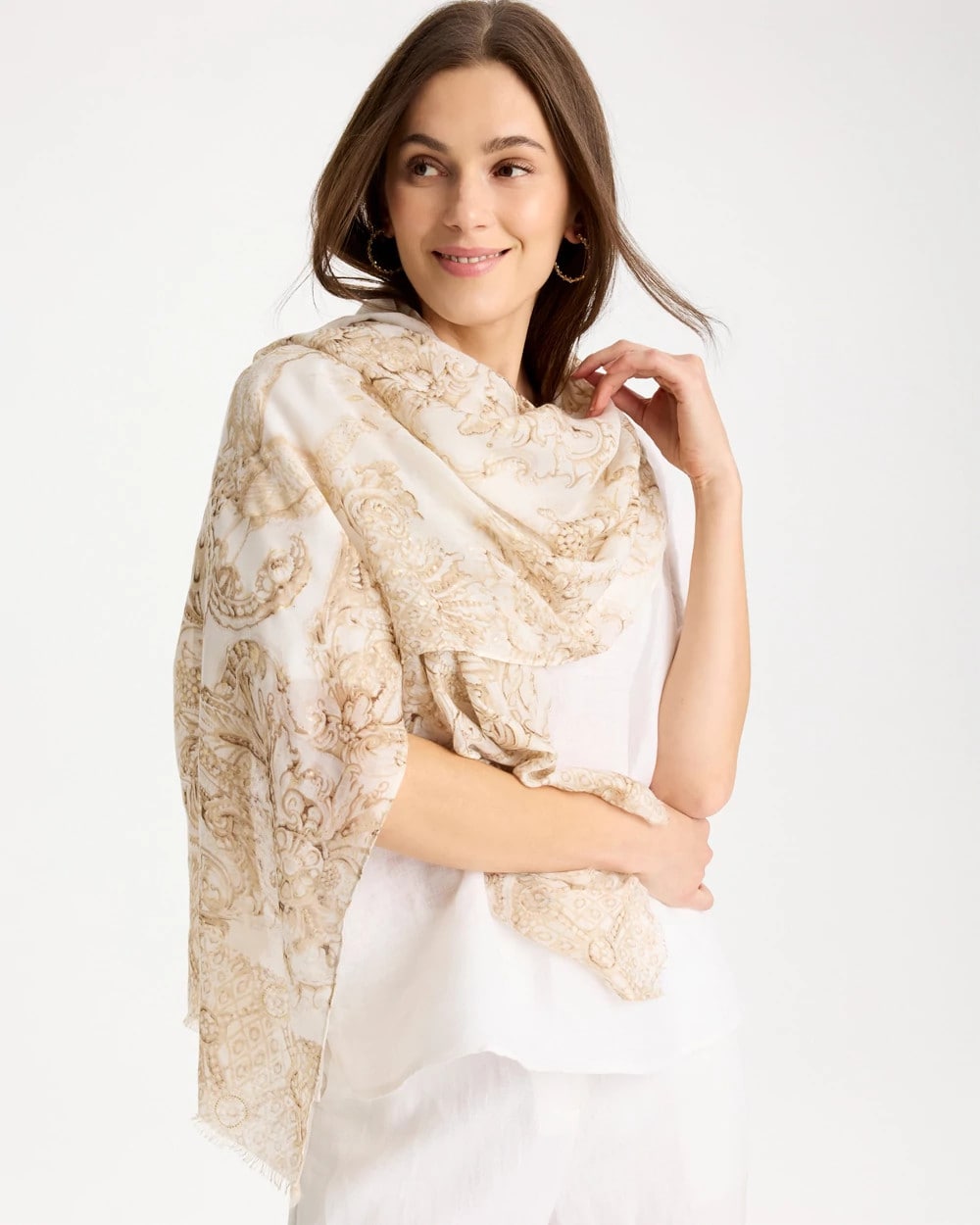 Chico's For Sale Neutral Foiled Oblong Scarf