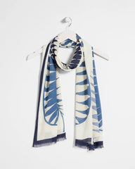 Chico's Discount Passport Blue Palm Frond Oblong Scarf