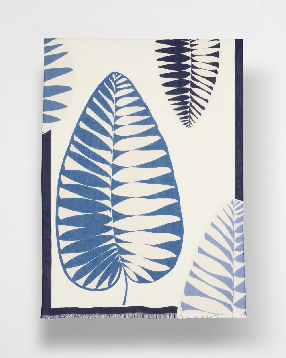 Chico's Discount Passport Blue Palm Frond Oblong Scarf