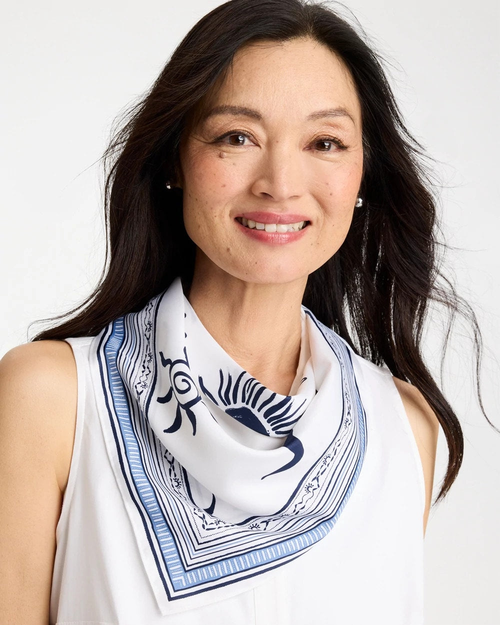 Chico's Sale Passport Blue Beach Square Scarf