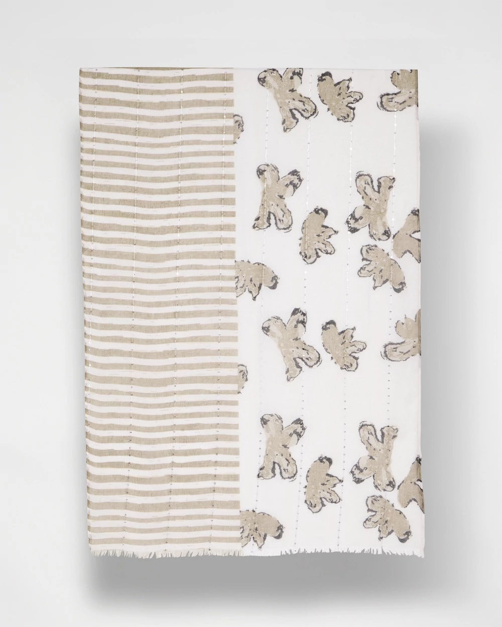 Chico's For Sale Neutral Striped Floral Oblong Scarf