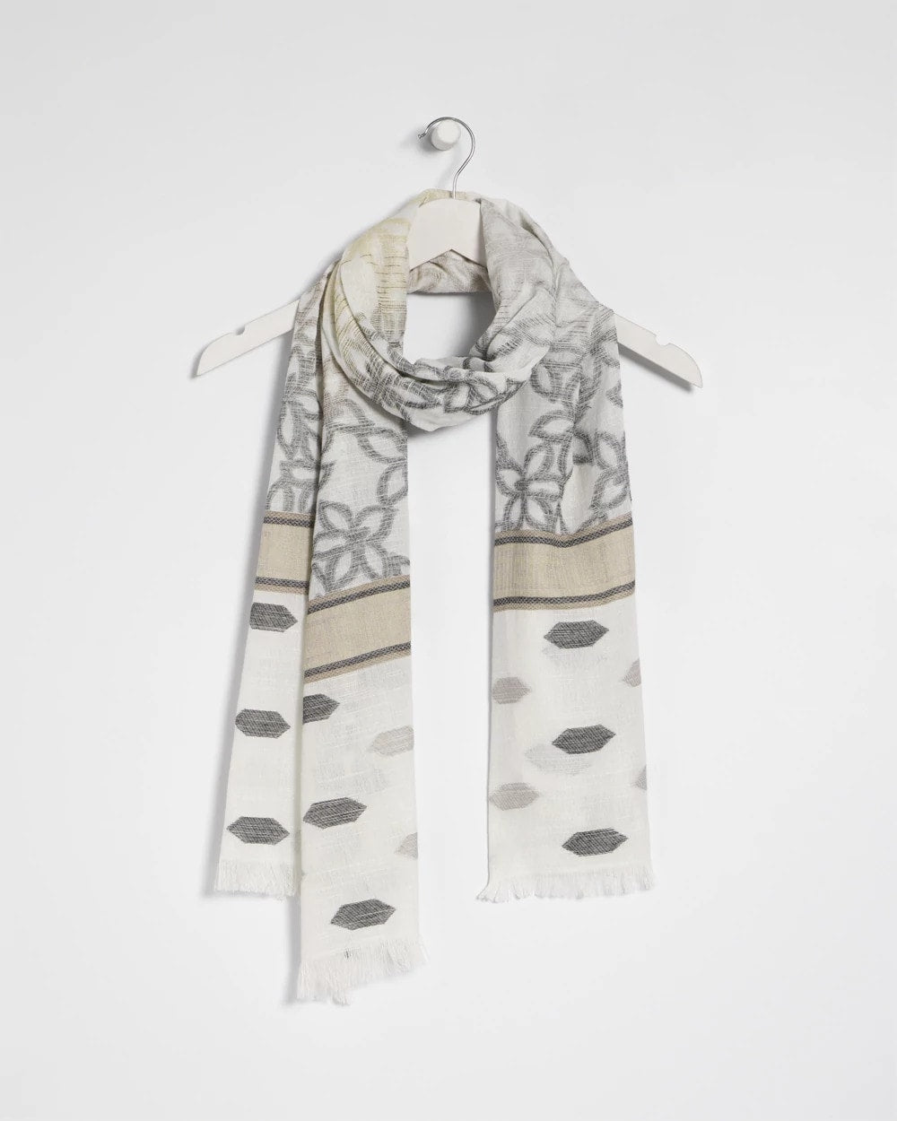 Chico's Discount Neutral Neutral Paisley Polka Dot Oblong Scarf