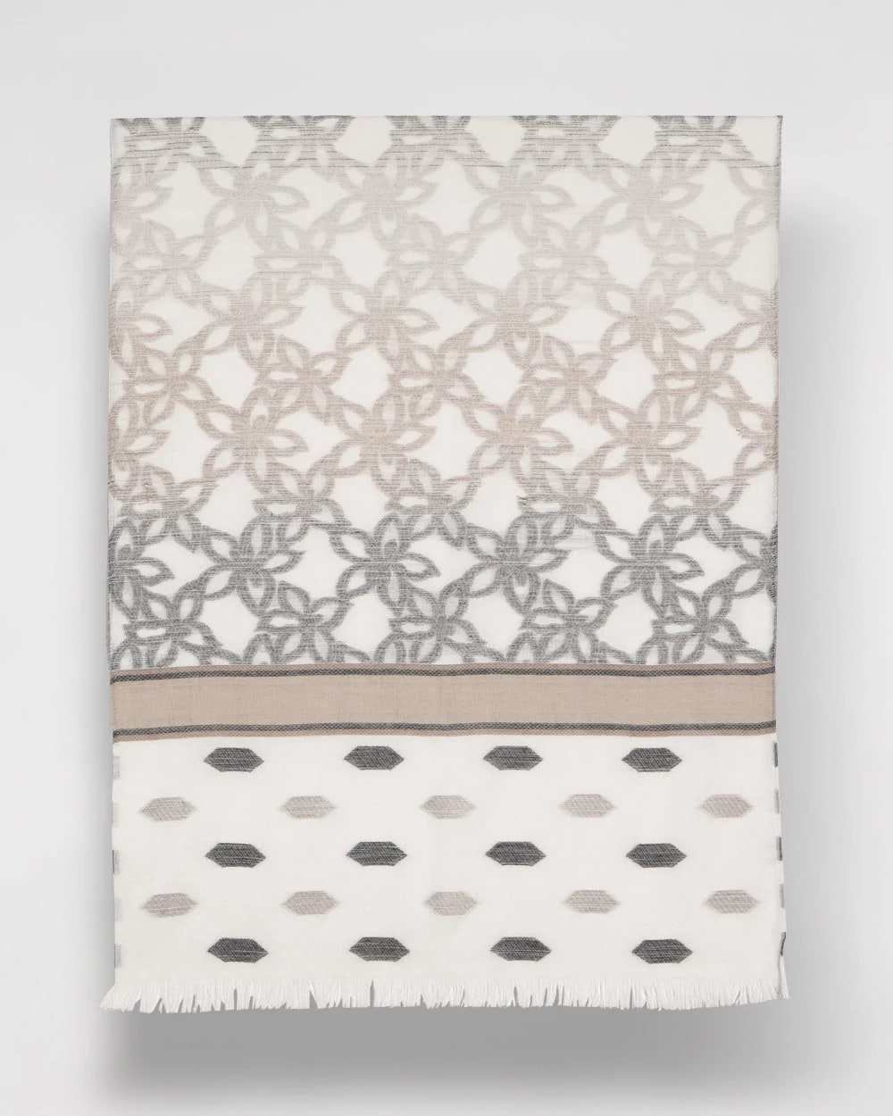 Chico's Discount Neutral Neutral Paisley Polka Dot Oblong Scarf