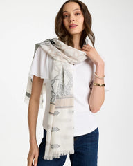 Chico's Discount Neutral Neutral Paisley Polka Dot Oblong Scarf
