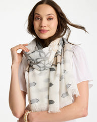 Chico's Discount Neutral Neutral Paisley Polka Dot Oblong Scarf