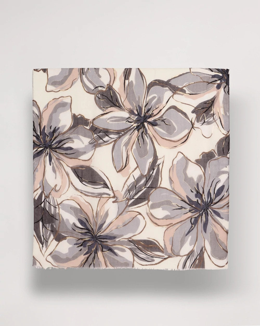 Chico's Sale Neutral Foiled Floral Oblong Scarf
