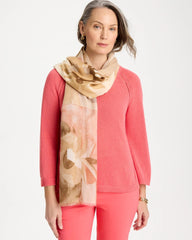 Chico's Outlet Neutral Neutral Floral Oblong Scarf