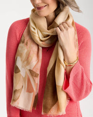 Chico's Outlet Neutral Neutral Floral Oblong Scarf