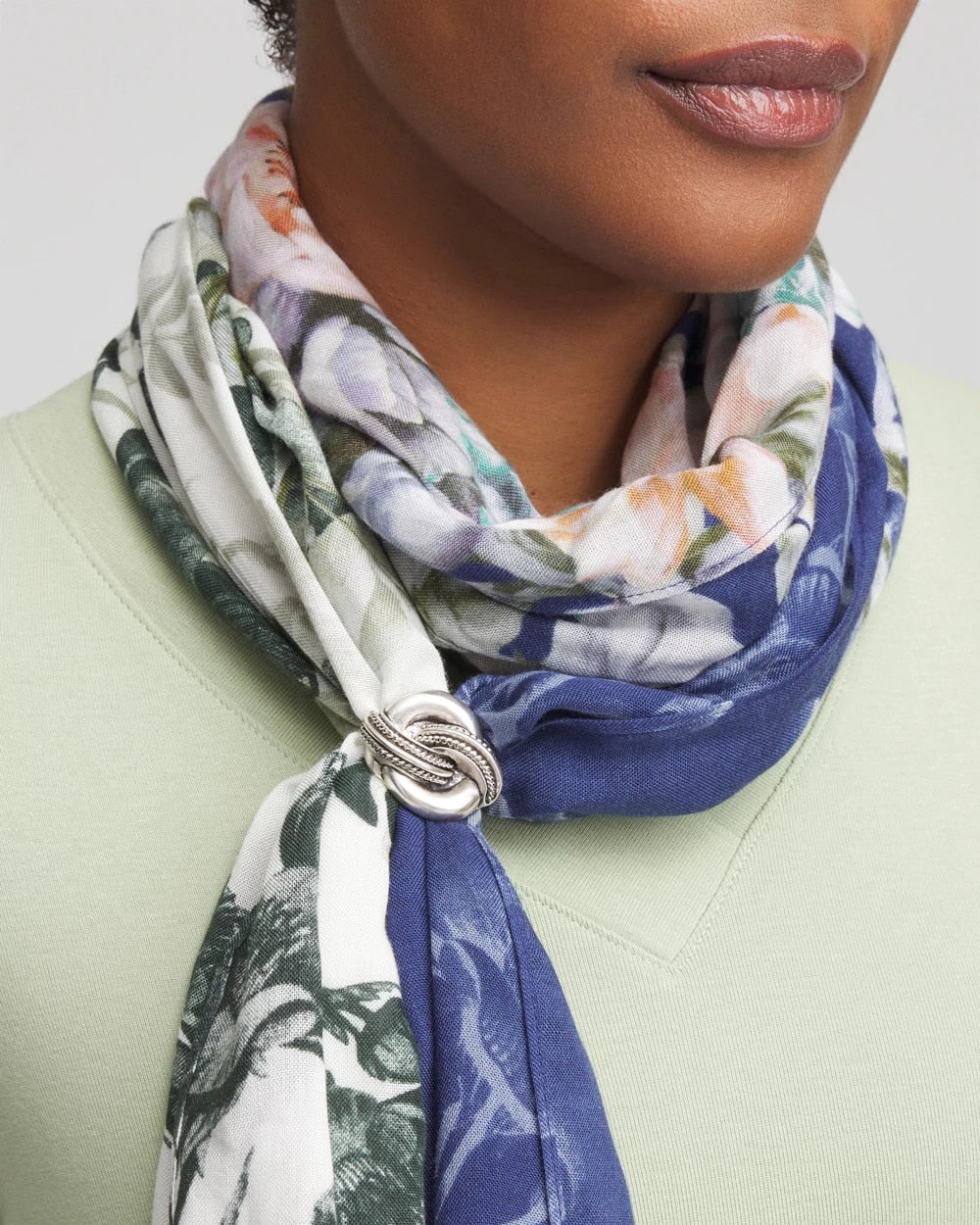 Chico's On Sale Silver Silvertone Knot Scarf Ring