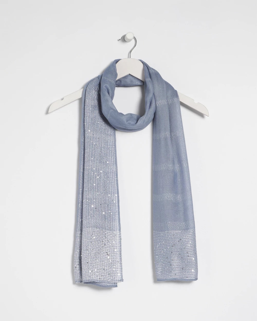 Chico's For Sale Blue Lurex Trim Oblong Scarf