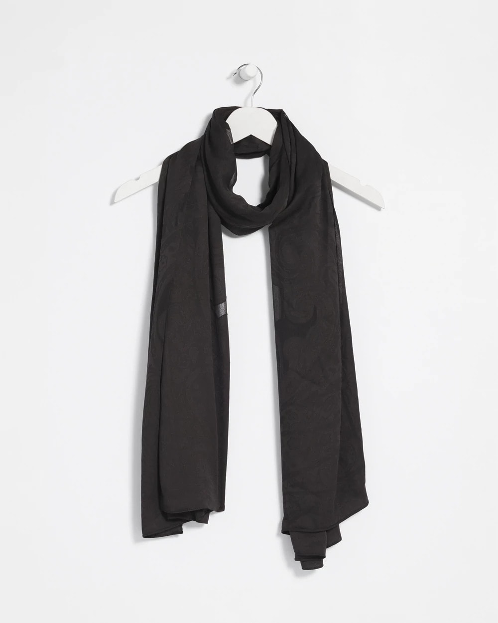 Chico's Online Black Floral Burnout Oblong Scarf