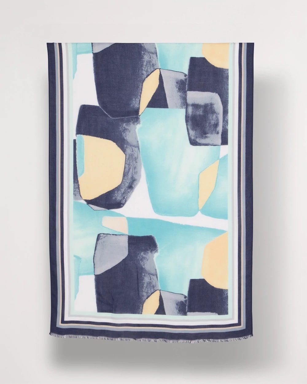Chico's Discount Passport Blue Artisanal Patch Oblong Scarf