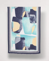 Chico's Discount Passport Blue Artisanal Patch Oblong Scarf
