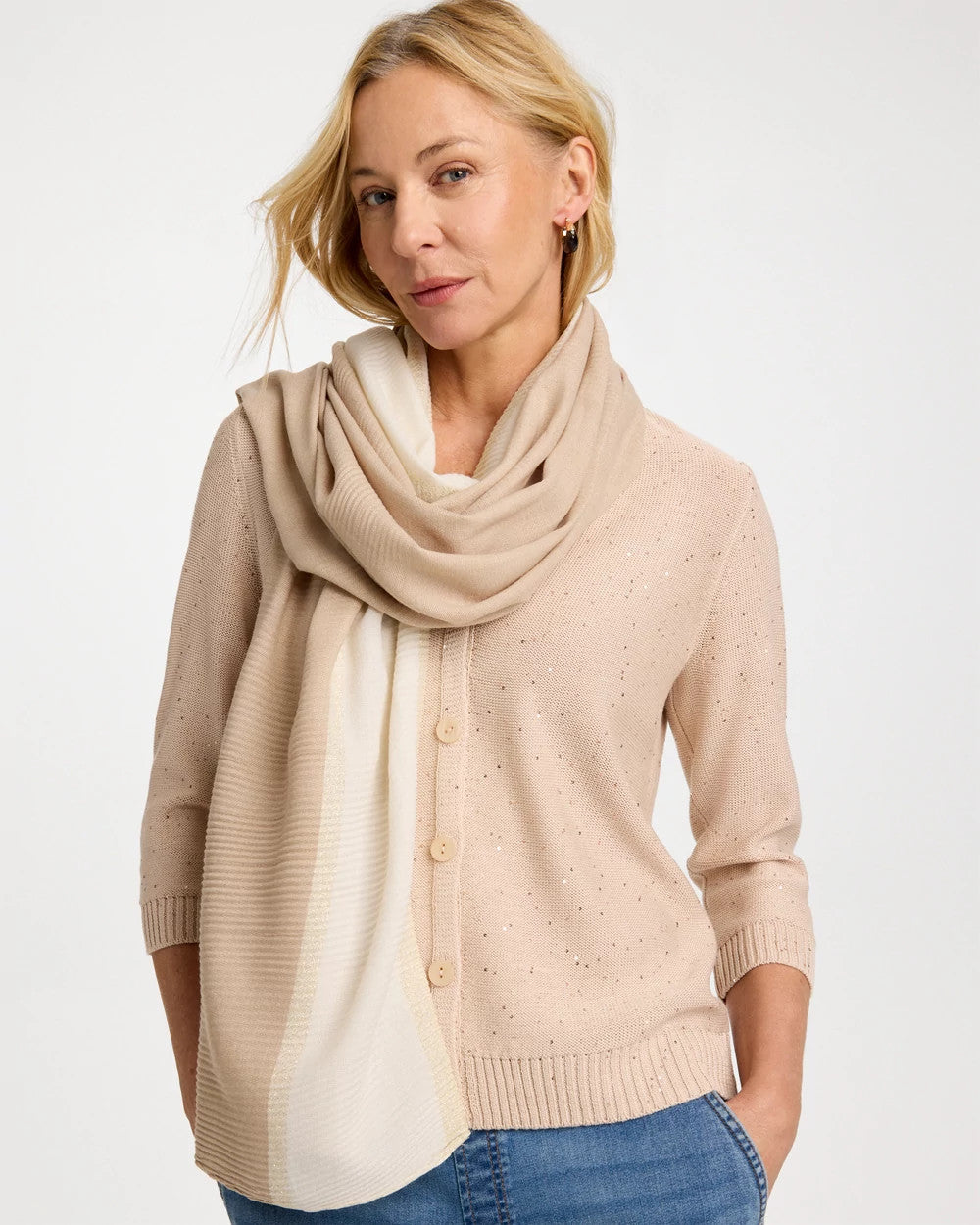 Chico's For Sale Neutral Ombre Pleated Oblong Scarf