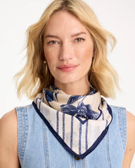 Chico's Online Pale Sand Striped Floral Square Scarf