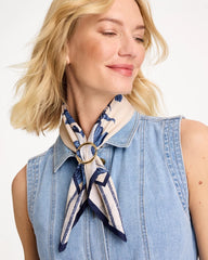 Chico's Online Pale Sand Striped Floral Square Scarf