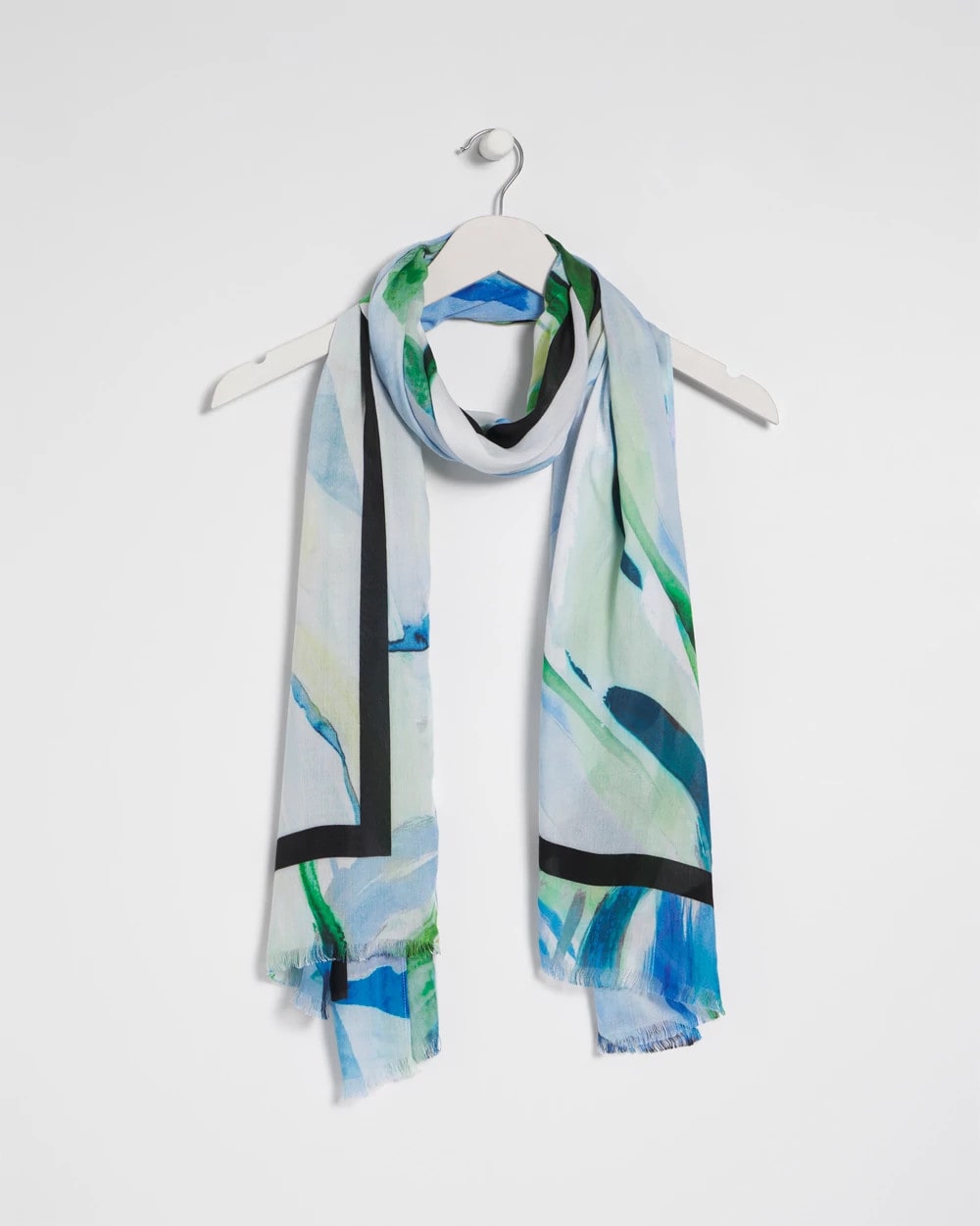Chico's Sale Amparo Blue Blooming Brush Oblong Scarf
