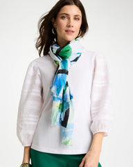 Chico's Sale Amparo Blue Blooming Brush Oblong Scarf