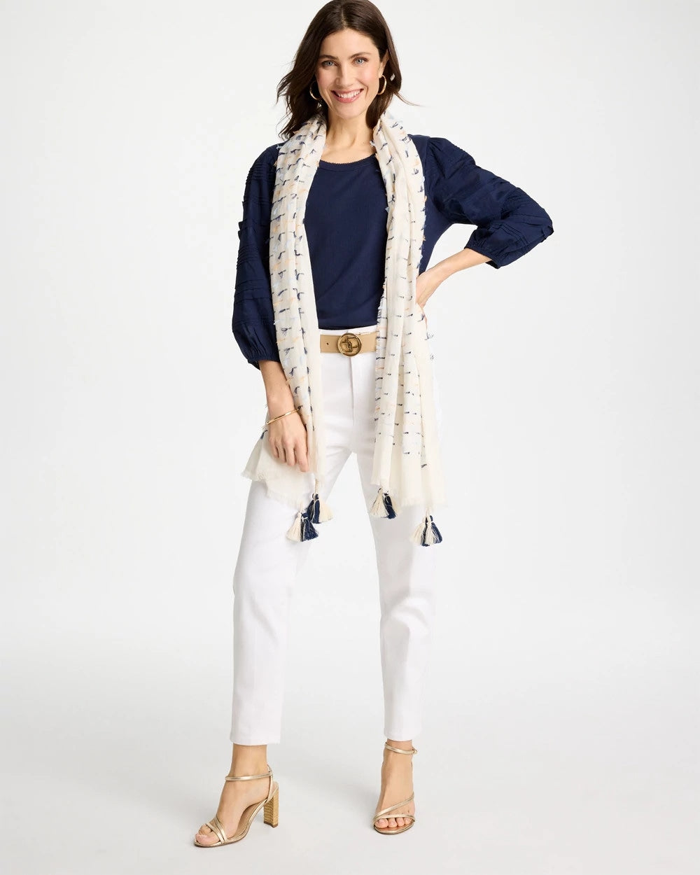 Chico's Outlet Multi Fringe Oblong Scarf