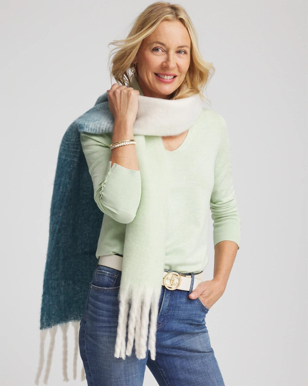Chico's Sale Cool Multi Cozy Ombre Oblong Scarf