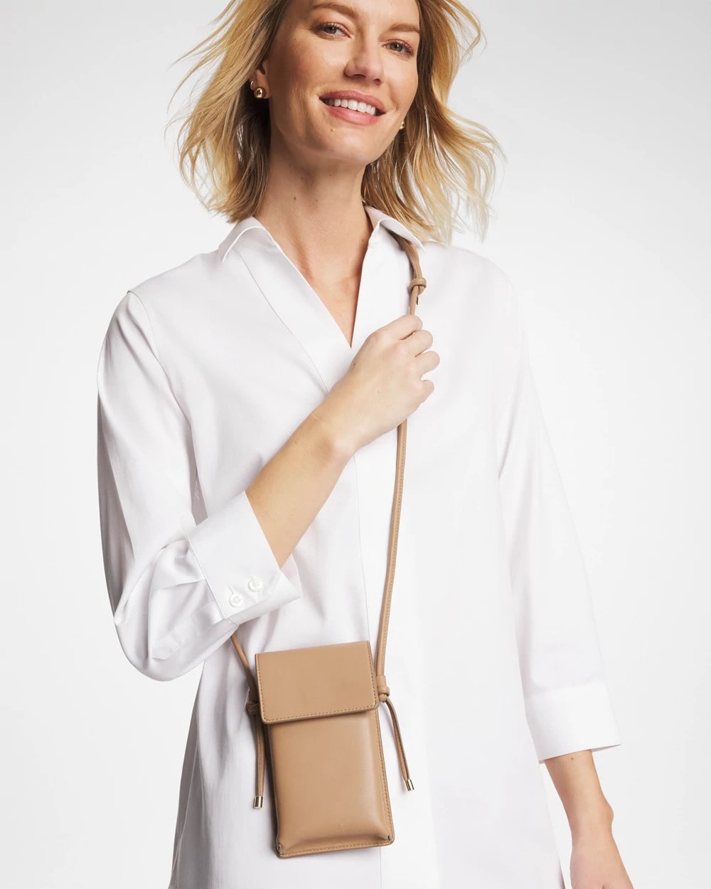 Chico's For Sale Neutral Leather Cross Body Phone Holder Bag