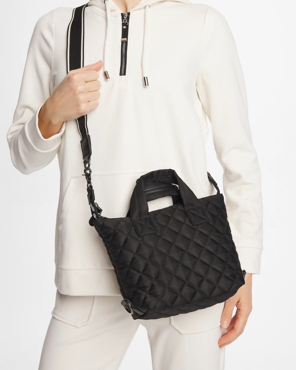 Chico's Online Black Quilted Cross Body Sport Tote Bag
