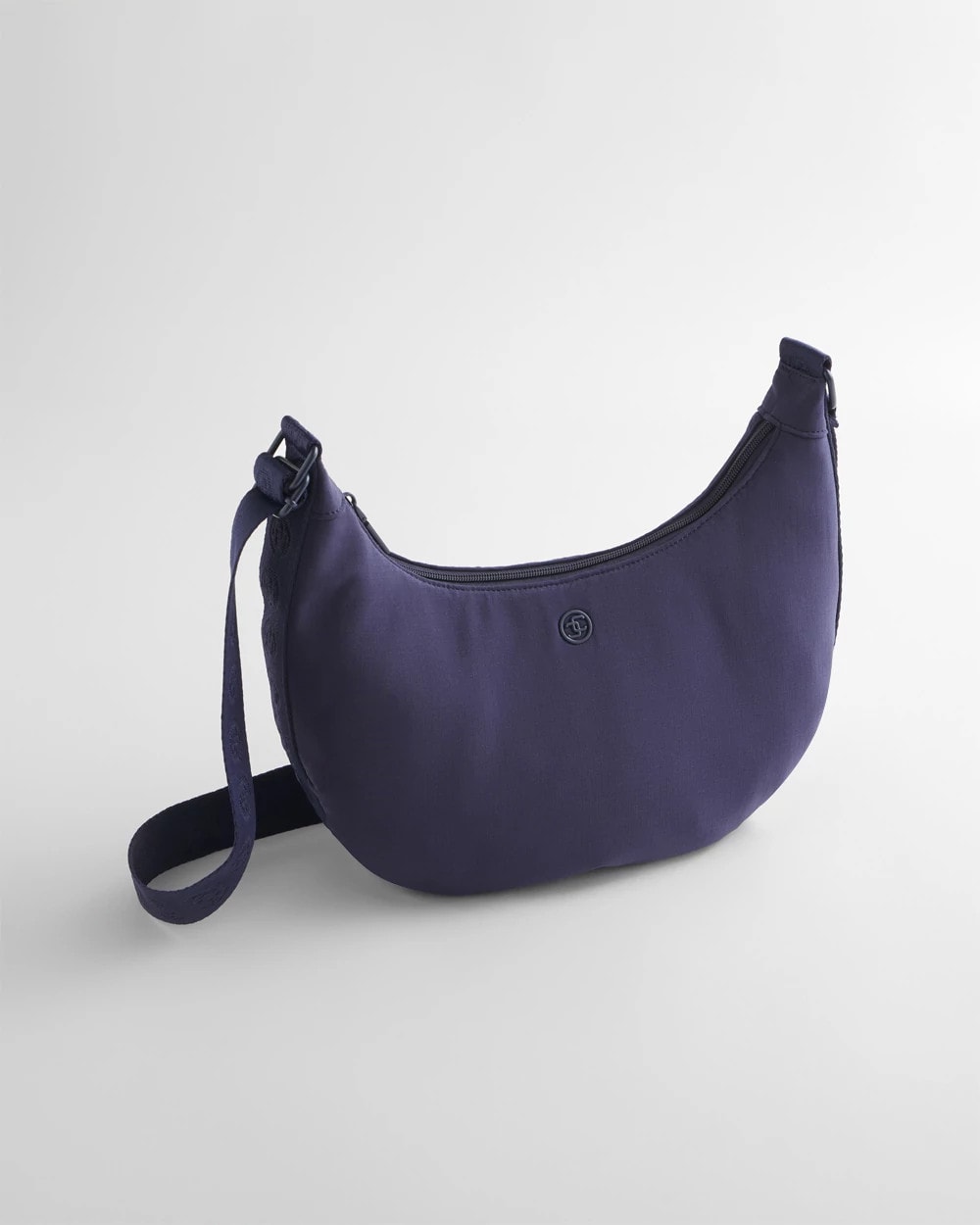 Chico's Discount Passport Blue Ripstop Crescent Crossbody Sling Bag