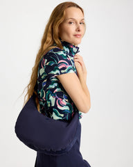 Chico's Discount Passport Blue Ripstop Crescent Crossbody Sling Bag