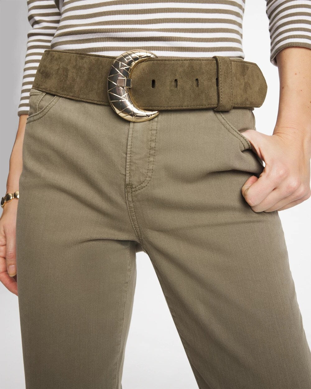 Chico's Discount Green Green Faux Suede Sash Belt