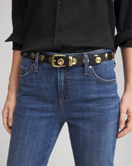 Chico's Sale Black Studded Faux Leather Trouser Belt