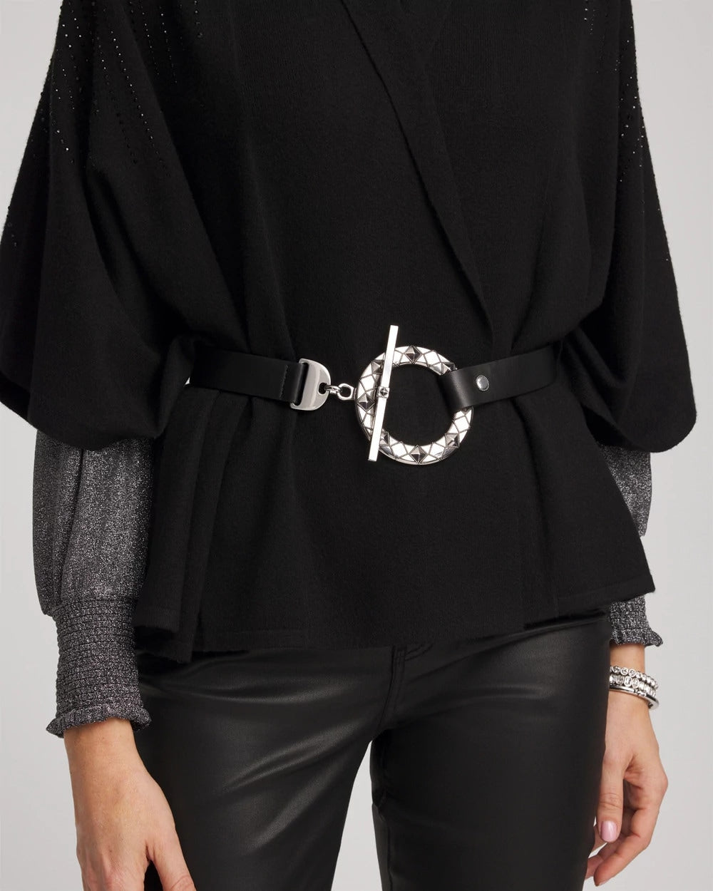 Chico's On Sale Black/Silver Silver Toggle Trouser Belt