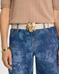 Chico's Discount Neutral Floral Buckle Trouser Belt