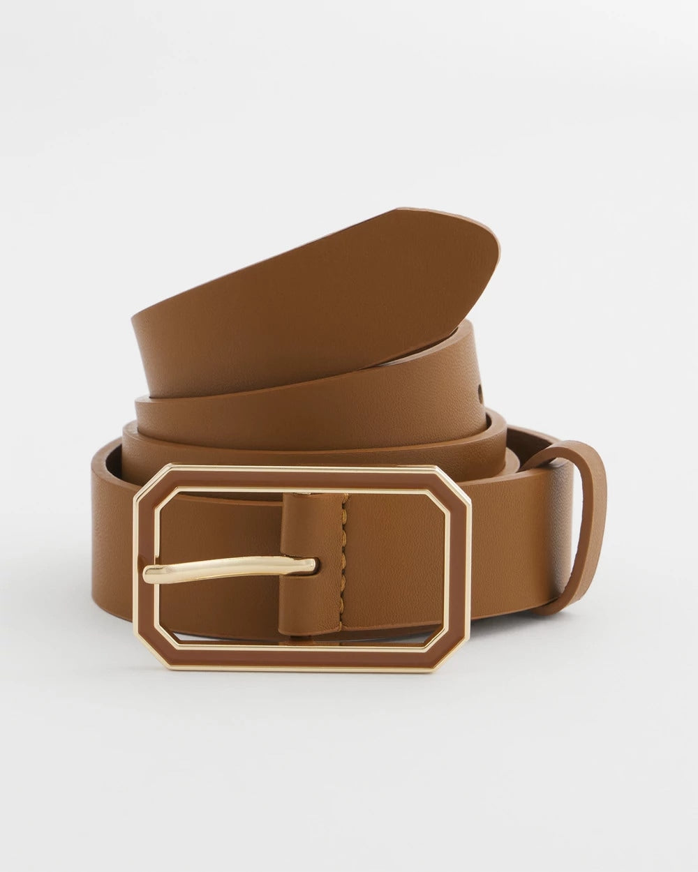 Chico's On Sale Brown Cognac Enamel Buckle Trouser Belt
