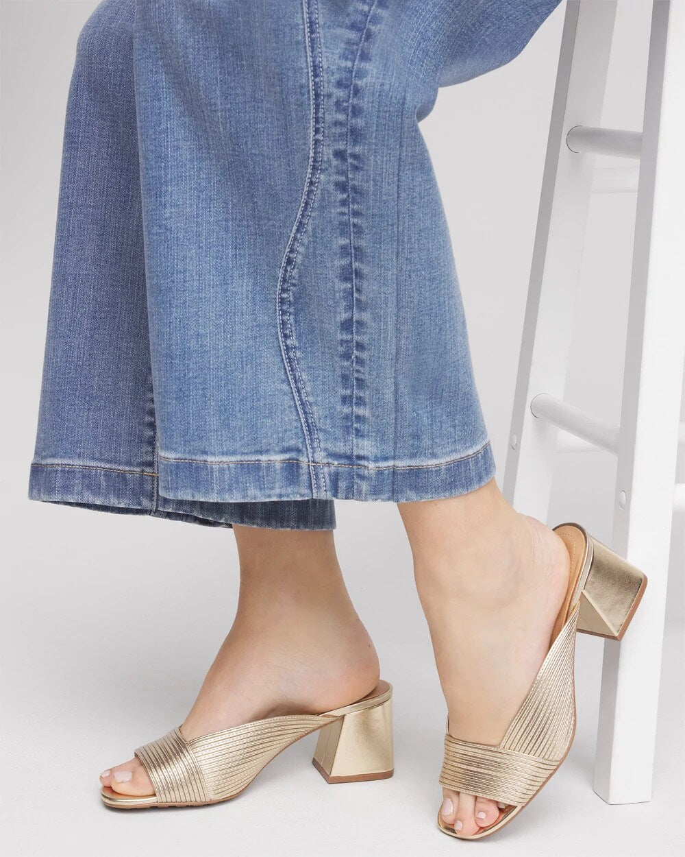 Chico's On Sale Gold Vinia Metallic Rope Block Heels