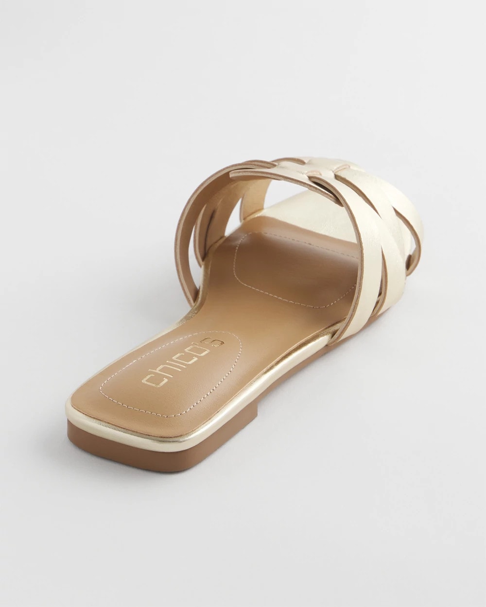 Chico's For Sale Gold Leather Cassidy Cross-Strap Slide Shoes