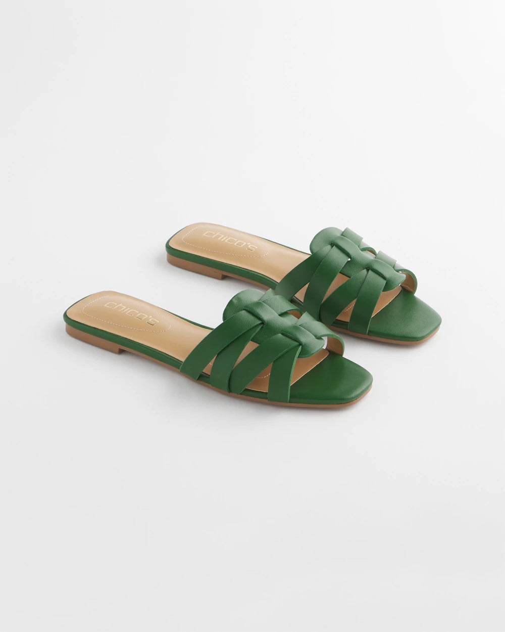 Chico's Online Green Cassidy Cross-Strap Slide Sandals