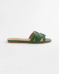 Chico's Online Green Cassidy Cross-Strap Slide Sandals
