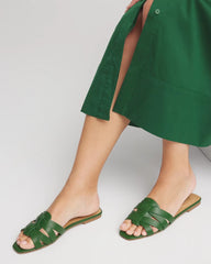 Chico's Online Green Cassidy Cross-Strap Slide Sandals